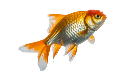 Fototapeta premium Goldfish with orange and white fins isolated on a transparent background