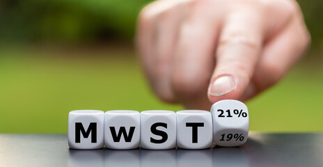 Symbolbild zur möglichen Erhöhung der Mehrwertsteuer in Deutschland von 19 % auf 21 % – Konzept für Steuerpolitik, Inflation und steigende Verbraucherpreise 2026