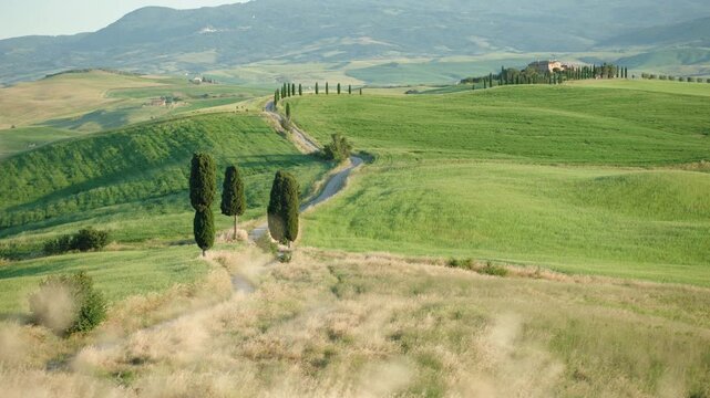 Terrapille Farm Road, Gladiator Film Set Landscape in Tuscany, Italy