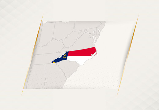 North Carolina Country Map Featuring National Flag Colors.
