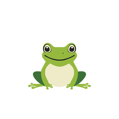 Obraz premium Cartoon Frog Smiling Isolated - Green Amphibian Character Illustration - Cheerful Cute Animal Vector Graphic for Children's Content and Educational Purposes on White Background Design