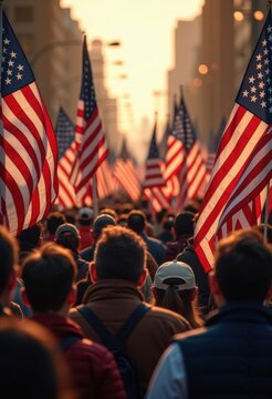 American Flags National Pride Morris Men Marching Skulk Wild Exuberance Horizon Reflections Seventh