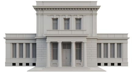 Fototapeta premium White stone building with columns and balustrade isolated on a transparent background
