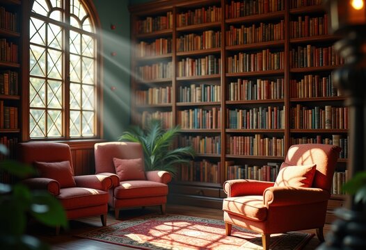 Explore Enchanting Pages Unfolding Literary Wonders Within Stacks of Bookshelves at Cozy Library Nooks
