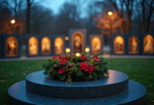 Patriotic Wreath Honoring Vietnam Veterans Enshrined in Respectful Monument Setting