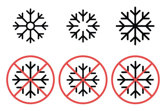 No ice icon, beverage or container with &ldquo;no ice&rdquo; warning symbol, simple flat design, vector illustration isolated on white.