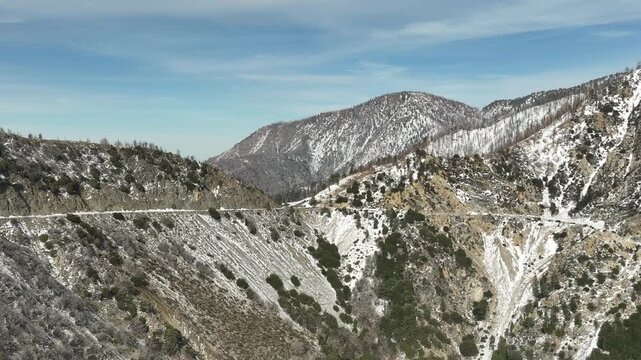 Mount Islip Winter Snow RIdges Aerial Shot L California USA