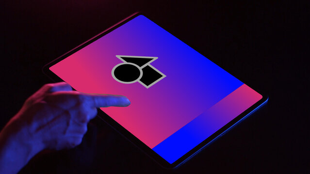 Tablet Dark Mockup 3 Horizontal Swipe Color &ndash; Realistic Black Tablet Screen Animation, Dark Mode Device Presentation for Website, App UI UX and Digital Branding