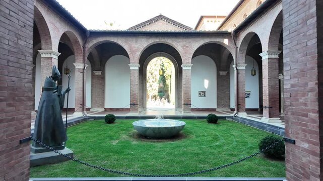 Peaceful Cloister Courtyard Of Sant Anselmo Abbey Rome