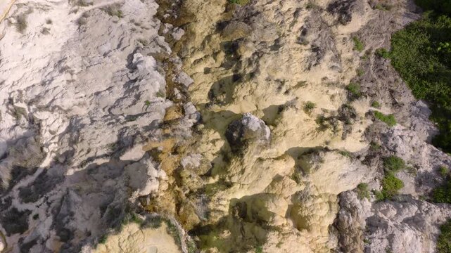 Aerial Over Antiche Terme Romane Libere Mineral Terraces, Tuscany