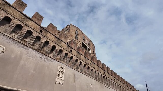 Castel Sant Angelo And Bridge Over Tiber River Rome