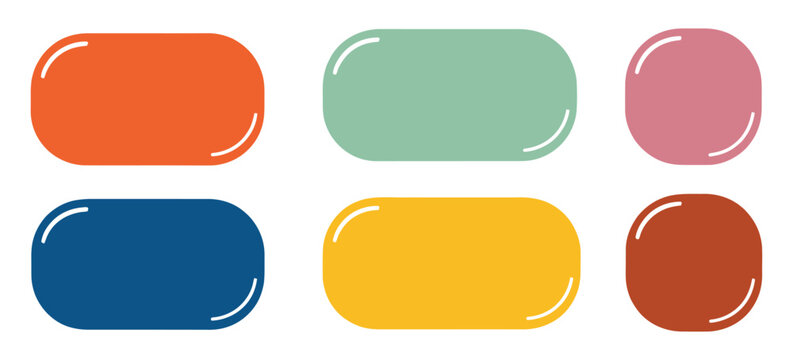 Doodle shapes and frames for social media, colorful hand-drawn abstract shapes, speech bubble and text box blobs, fun and creative illustration set, vector artwork isolated on white.