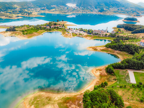 Aerial view of Rama lake or Ramsko jezero in Bosnia and Herzegovina