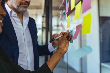 Business Team Brainstorming With Sticky Notes On Glass Wall During Agile Planning Session © Dragana Gordic
