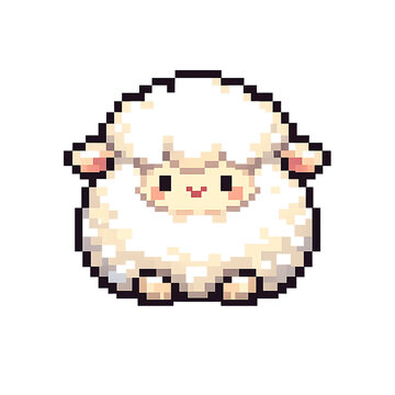 Cute pixel art sheep with rosy cheeks and a sweet expression