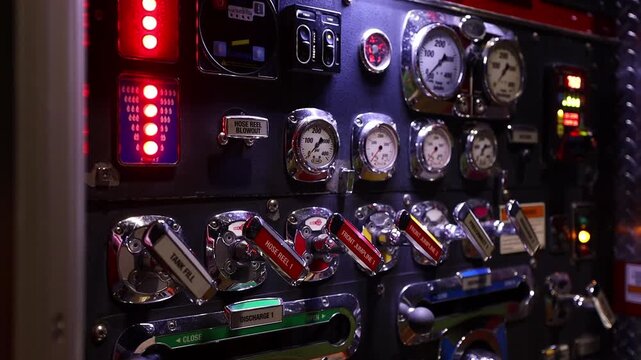 Fire Truck Pressure Gauges and Control Panel