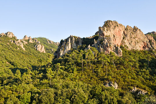 View of Esterel Massif from Vallon de Saint-Jean in Provence-Alpes-Cote dAzur region, France