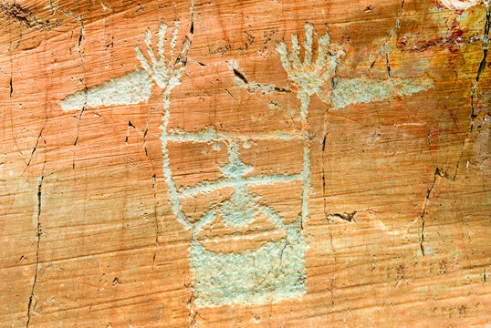 Ancient bronze age engraving called Sorcerer found in Vallee des Merveilles in Mercantour National Park, Alpes-Maritimes, France