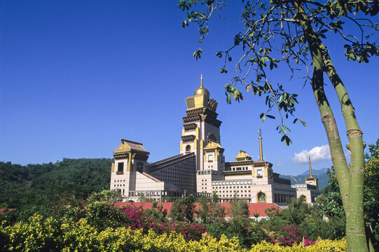 Chung Tai Chan Monastery stands prominently in the landscape of Puli, Taiwan, showcasing its unique architecture and surroundings