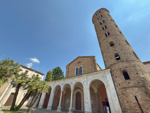 Exploration of the exterior features of Basilica SantApollinare Nuovo in Ravenna, Emilia Romagna, Italy