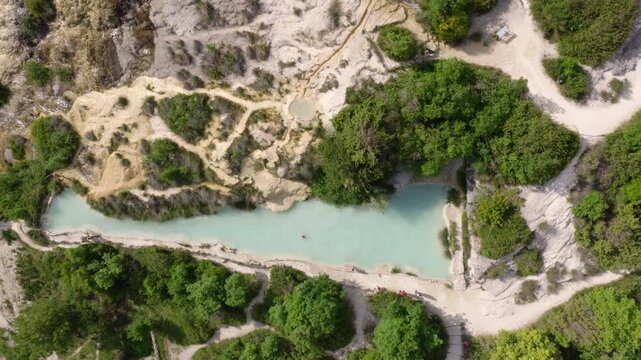 Aerial View of Antiche Terme Romane Libere Hot Spring Pools, Tuscany