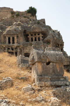 Exploring the ancient Lycian sarcophagus and rock tombs of Tlos in Mugla Province, Turkey