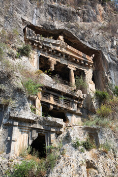 Explore the ancient rock tombs of Amyntas in Fethiye, Turkey from 522-486 BC