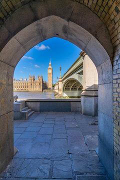 View of Houses of Parliament and Westminster Bridge during summer in Westminster, London, England, United Kingdom