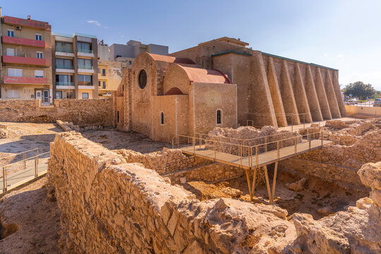 View of Saint Peter Monastery under clear skies in Heraklion Crete Greece