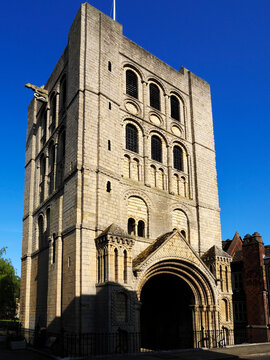 Norman Tower stands tall in Bury St Edmunds, showcasing ancient architecture and historic significance in Suffolk, United Kingdom