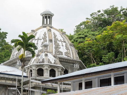 Church building structure in Kokas village surrounded by trees in Papua Indonesia
