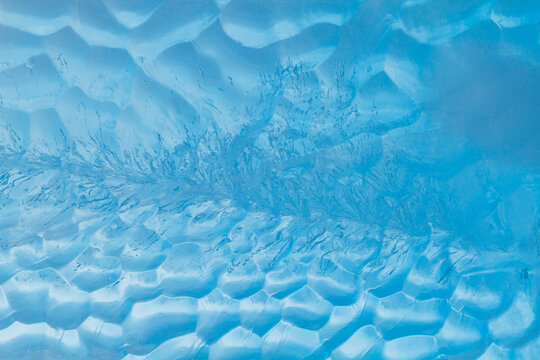 Detail of blue ice around the Antarctic Peninsula during Austral summer months in Antarctica