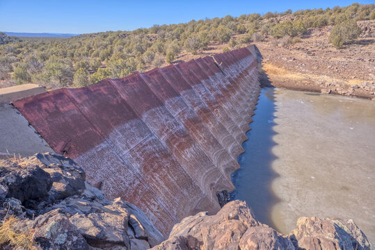 Exploring the Bainbridge Steel Dam in Kaibab National Forest near Ash Fork Arizona built in the late 1800s