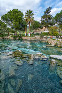 Explore Cleopatra antique pools in Pamukkale with clear waters and unique historical appeal