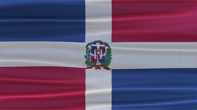 Dominican Republic flag waving in the wind with high quality fabric texture