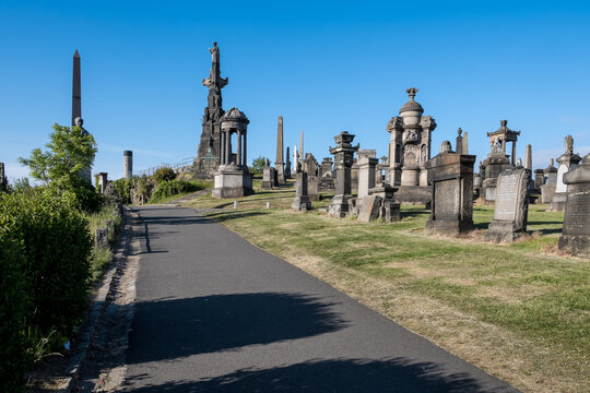 Ornate monuments and sculptures in Glasgow Necropolis reflect the city&acirc;&euro;&trade;s 19th-century heritage in a historic cemetery