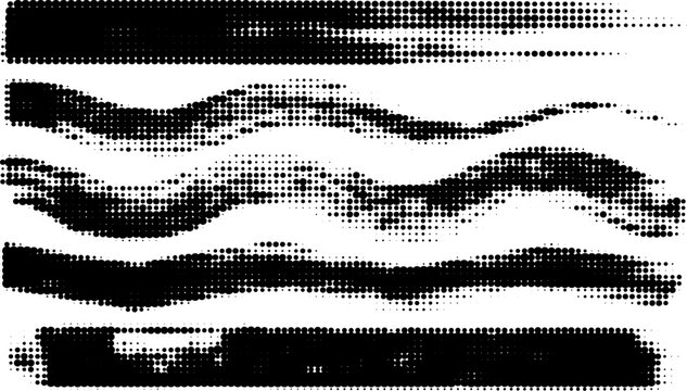 Grunge paint stripes and brayer print effects with merged black lines.
Thick rectangular callout stamps and chalk-style text boxes.