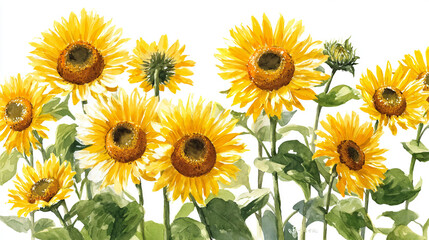 Obraz premium watercolor botanical Sunflower flowers texture template background.Elegant wedding invitation card background . Minimal hand painted Design for wedding or Valentine's Day 