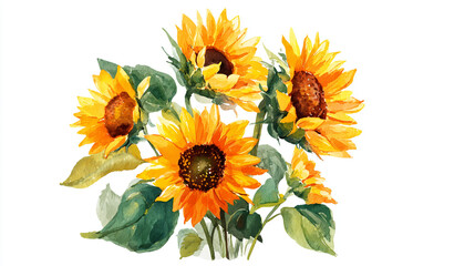 Naklejka premium watercolor botanical Sunflower flowers texture template background.Elegant wedding invitation card background . Minimal hand painted Design for wedding or Valentine's Day 