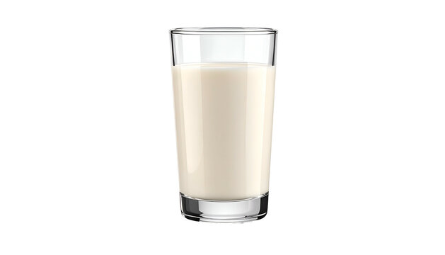 A tall, clear glass filled with opaque, creamy white liquid, set against a black backdrop
