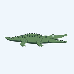 Fototapeta premium Cartoon Alligator Illustration with Open Mouth and Sharp Teeth.