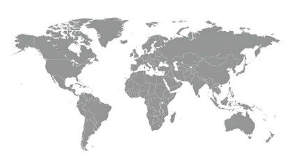 Fototapeta premium A grayscale political world map with country borders and a black background