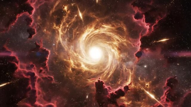 Massive cosmic explosion, nebula formation, space event, bright light, debris flying