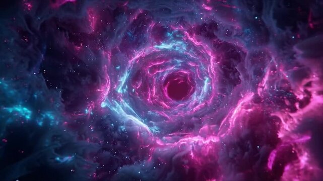 Liquid Neon Cosmic Portal VJ Loop 4K - Fluid Nebula Vortex