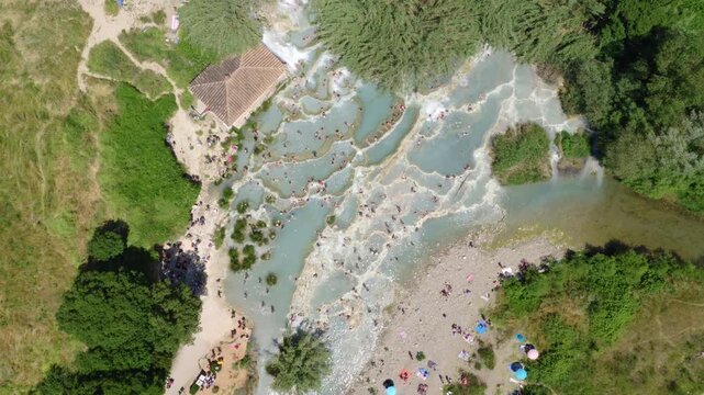 Aerial View of Cascate del Mulino Thermal Pools, Tuscany, Italy