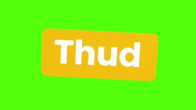 Thud Text Button Animation on Orange Background with Green Screen