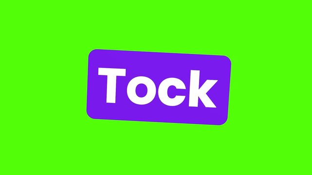 Tock Text Button Animation on Purple Background with Green Screen