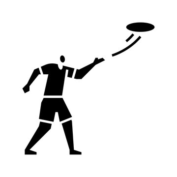 frisbee glyph icon. playing frisbee illustration.