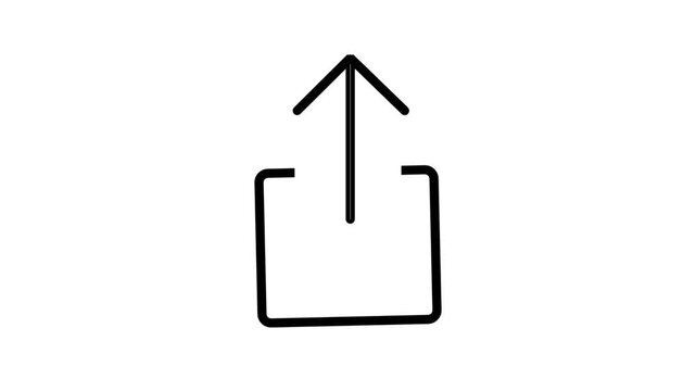 Animated upload icon with arrow pointing up from box for file sharing and cloud data transfer.