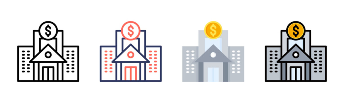 Bank  icon sheet multiple style collection